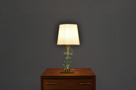 Lampe de table italienne des années 1950 avec gravure de fleurs, style Fontana Arte