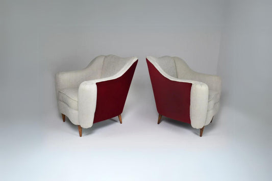 Paire de fauteuils italiens restaurés des années 1950 attribués à Gio Ponti