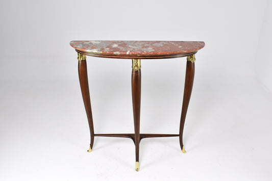 Table console en marbre demi-lune italienne des années 1950