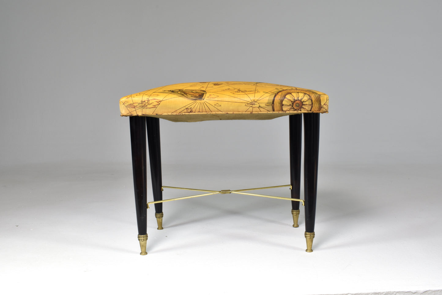 Tabouret de piano nautique italien du milieu du siècle des années 1950