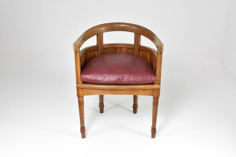 Bureau et chaise Art Nouveau en chêne sculpté français