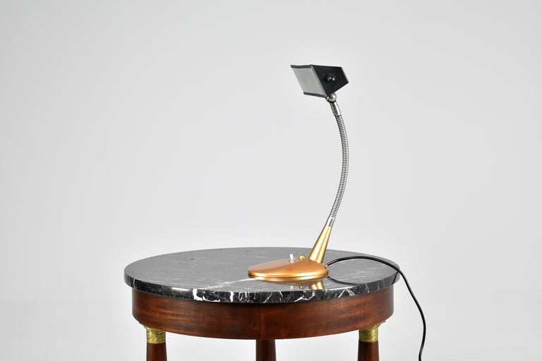 Lampe de table italienne en métal et laiton, années 1950