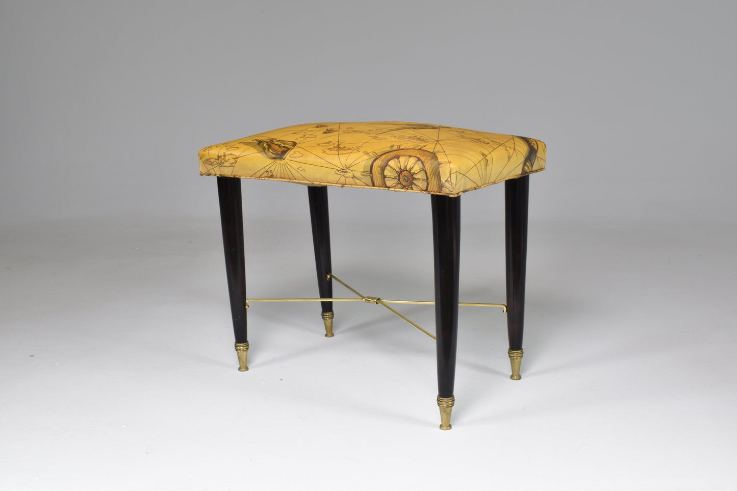 Tabouret de piano nautique italien du milieu du siècle des années 1950