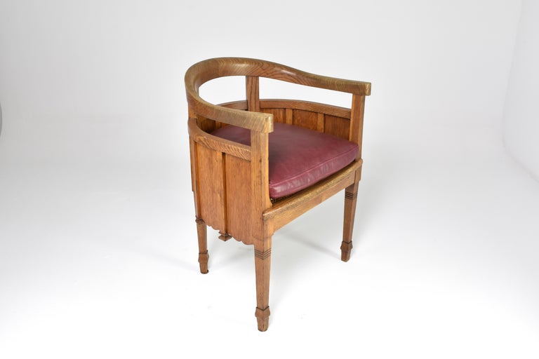 Bureau et chaise Art Nouveau en chêne sculpté français