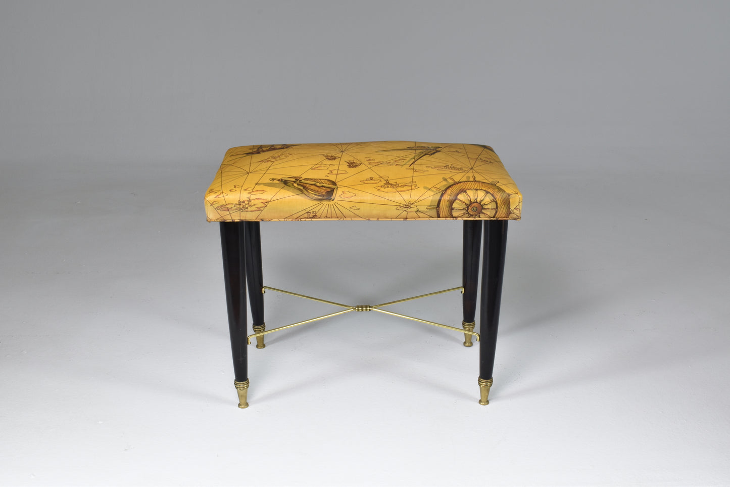 Tabouret de piano nautique italien du milieu du siècle des années 1950