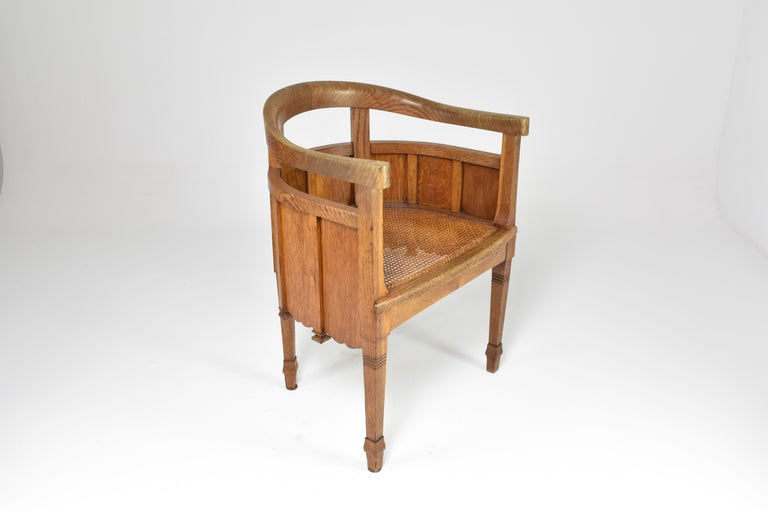 Bureau et chaise Art Nouveau en chêne sculpté français