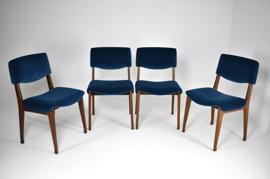 Lot de quatre chaises de salle à manger en bois italien Ico Parisi, années 1950-60