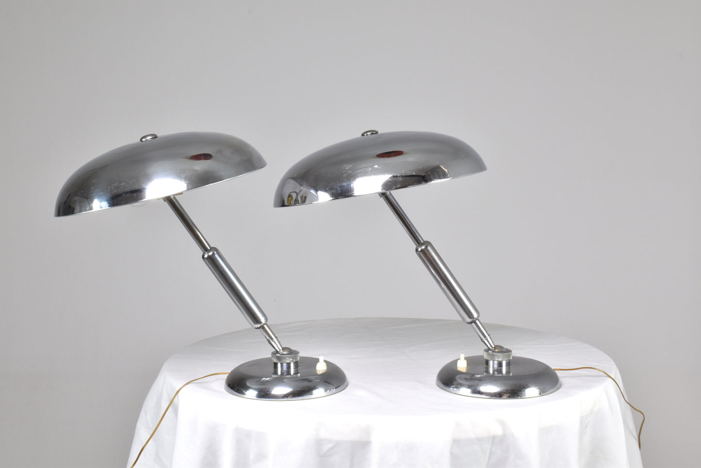 Lampes de table italiennes en nickel par Giovanni Michelucci, années 1950