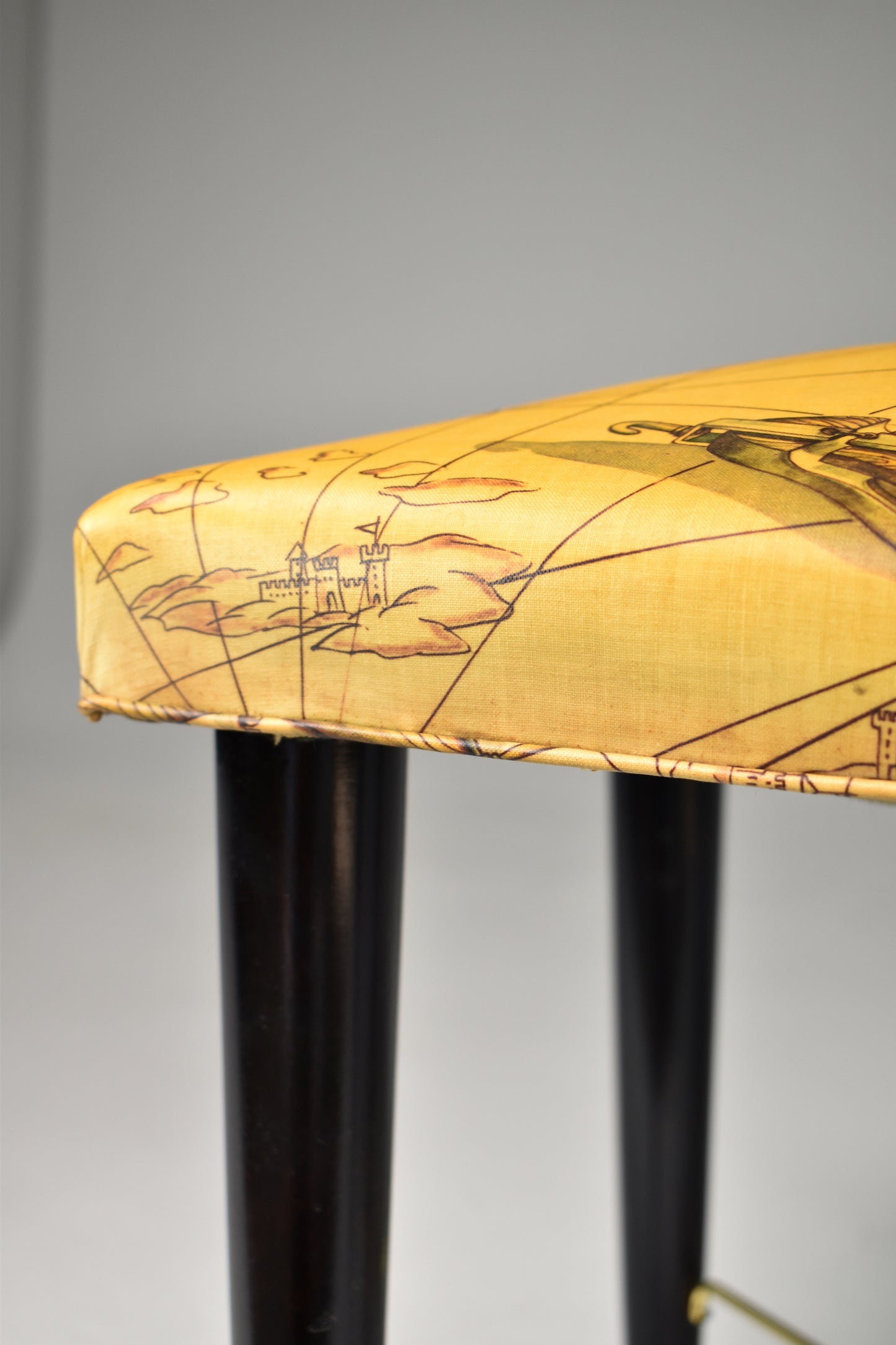 Tabouret de piano nautique italien du milieu du siècle des années 1950