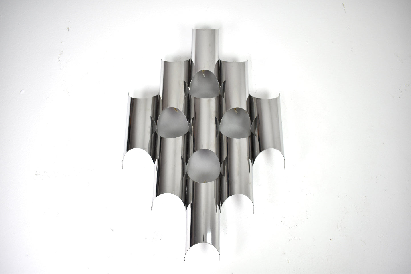 Italian Reggiani 1970s Chrome Sculptural Wall Sconces