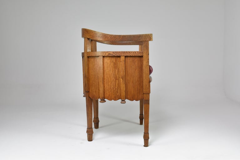 Bureau et chaise Art Nouveau en chêne sculpté français