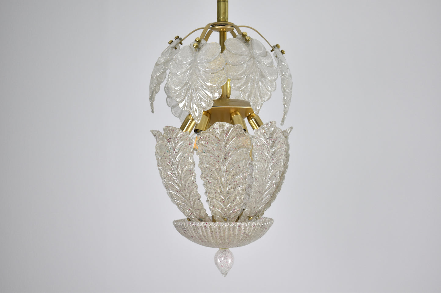 Suspension en verre de Murano italien des années 1970 en forme de feuille par Barovier Toso