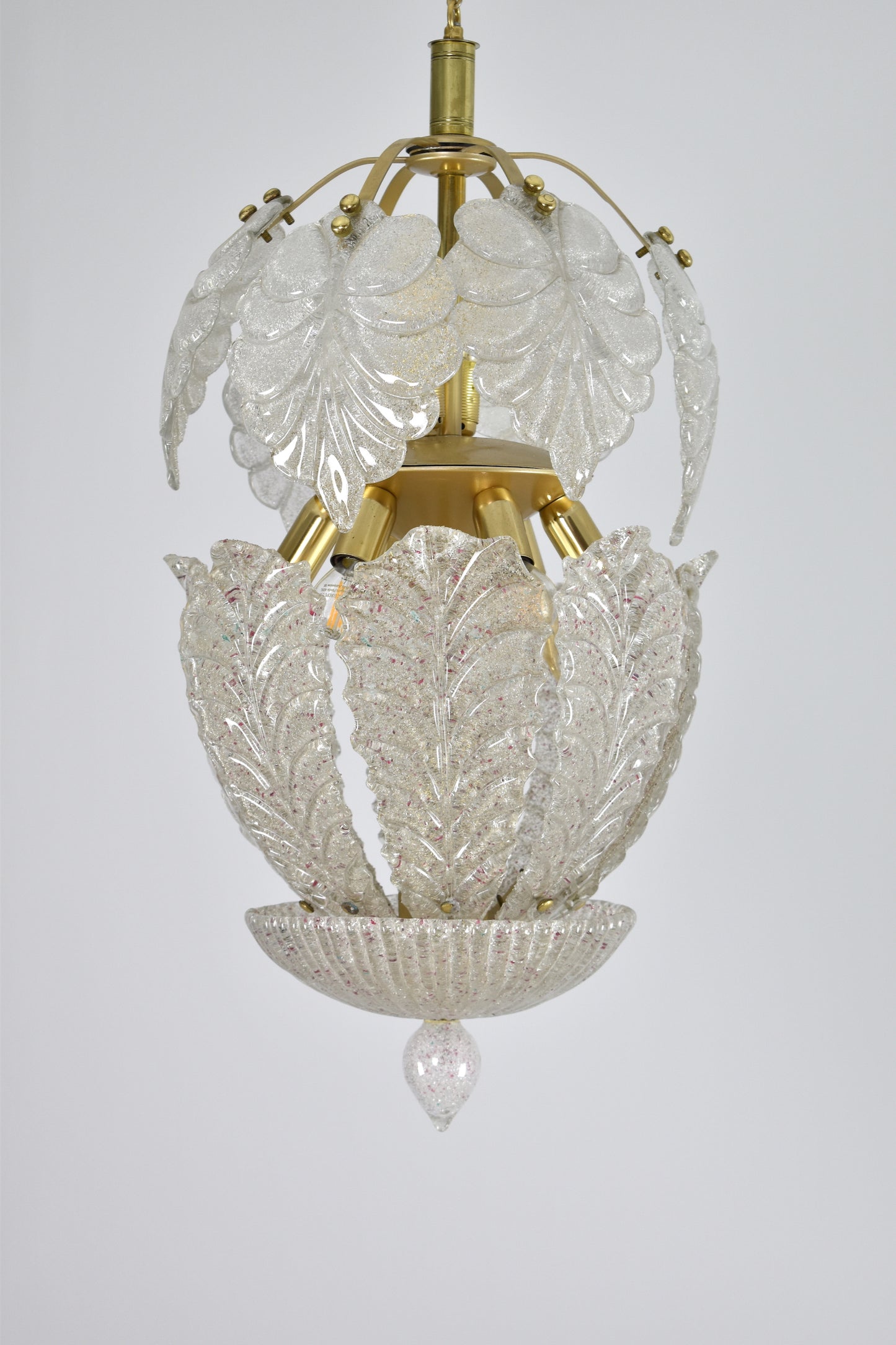 Suspension en verre de Murano italien des années 1970 en forme de feuille par Barovier Toso