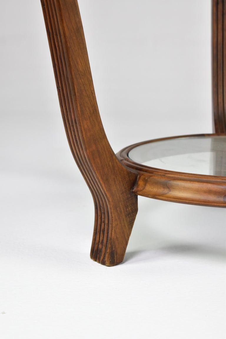 Table basse italienne en bois et verre attribuée à Paolo Buffa, années 1940-50