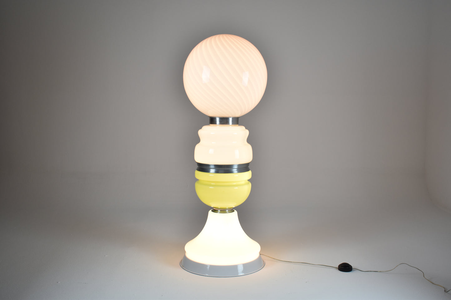 Lampadaire italien en verre de Murano et chrome des années 1970 par Carlo Nason