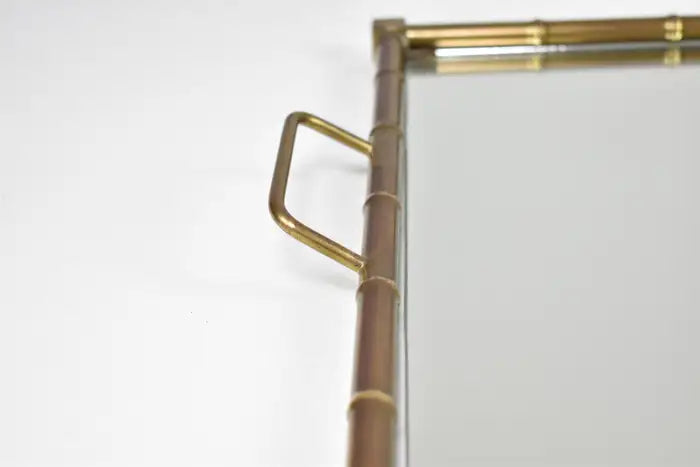 French Neoclassical Brass and Mirrored Glass Tray, 1970s