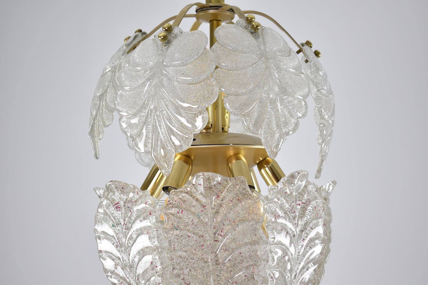 Suspension en verre de Murano italien des années 1970 en forme de feuille par Barovier Toso