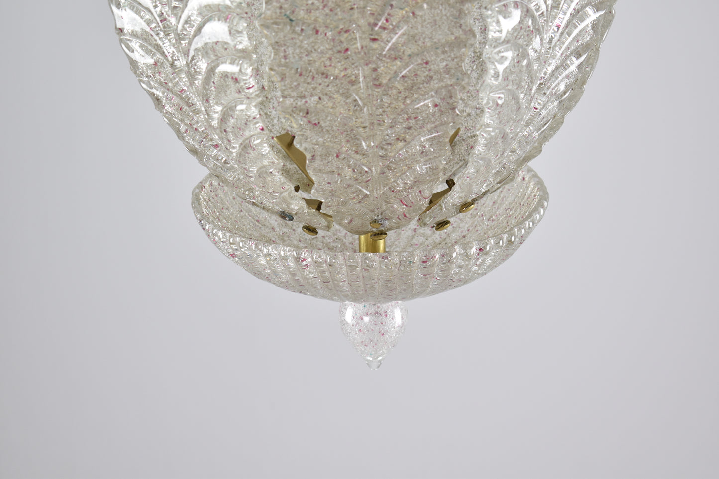 Suspension en verre de Murano italien des années 1970 en forme de feuille par Barovier Toso