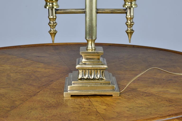 Lampe de table italienne double en laiton avec poignée des années 1940