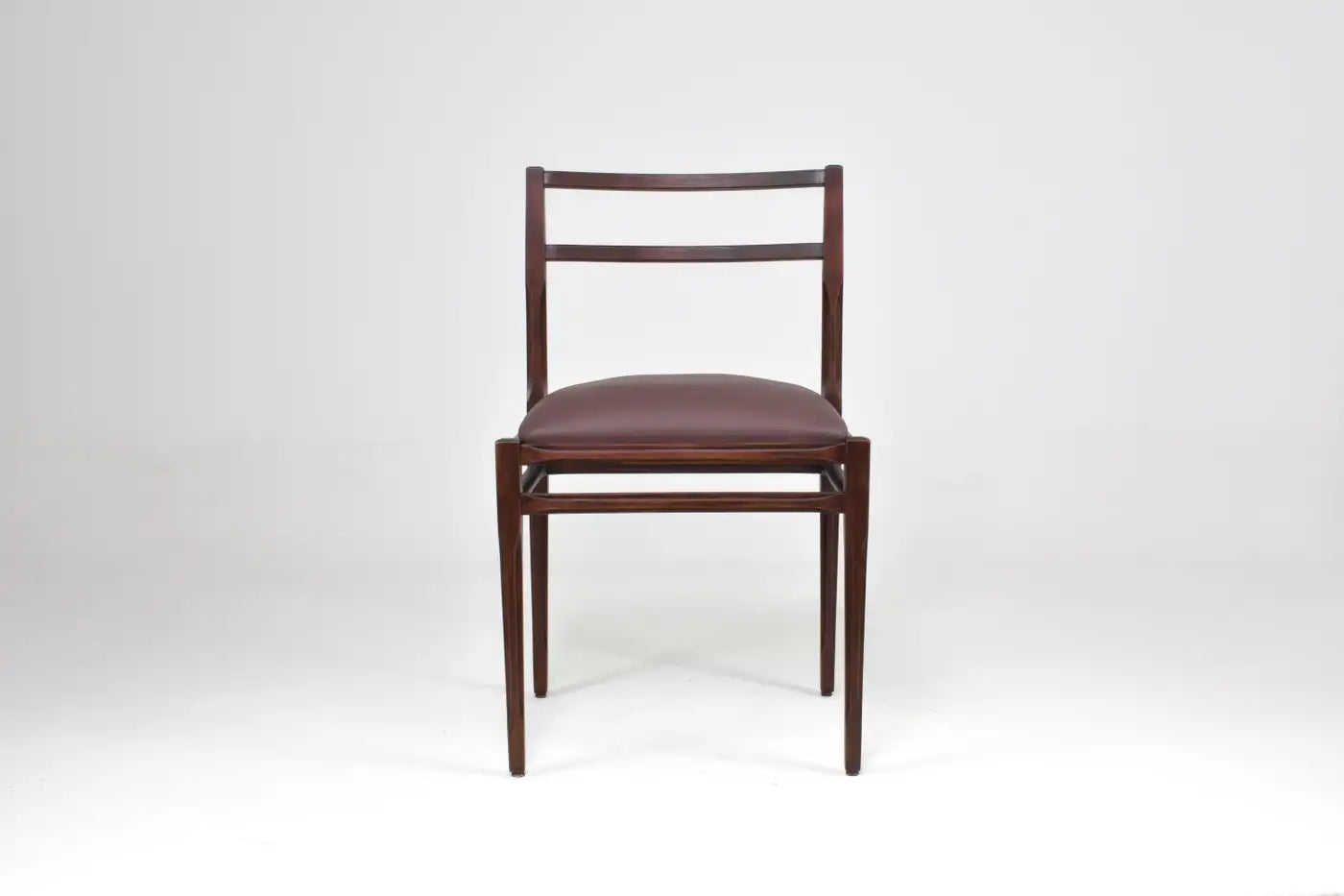 Set of 8 1970s Italian Leather & Wooden Dining Chairs in the Style of Stildomus