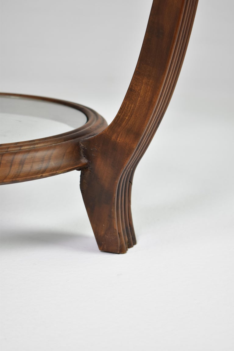 Table basse italienne en bois et verre attribuée à Paolo Buffa, années 1940-50