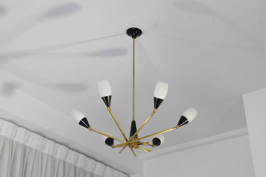 20th Century Italian 6-Arm Chandelier by Stilnovo, 1950's - Spirit Gallery 