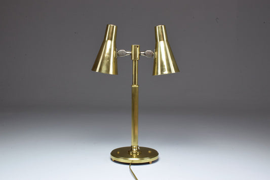 20th Century Scandinavian Brass Double Shade Table Lamp by Sønnico, 1960s - Spirit Gallery 