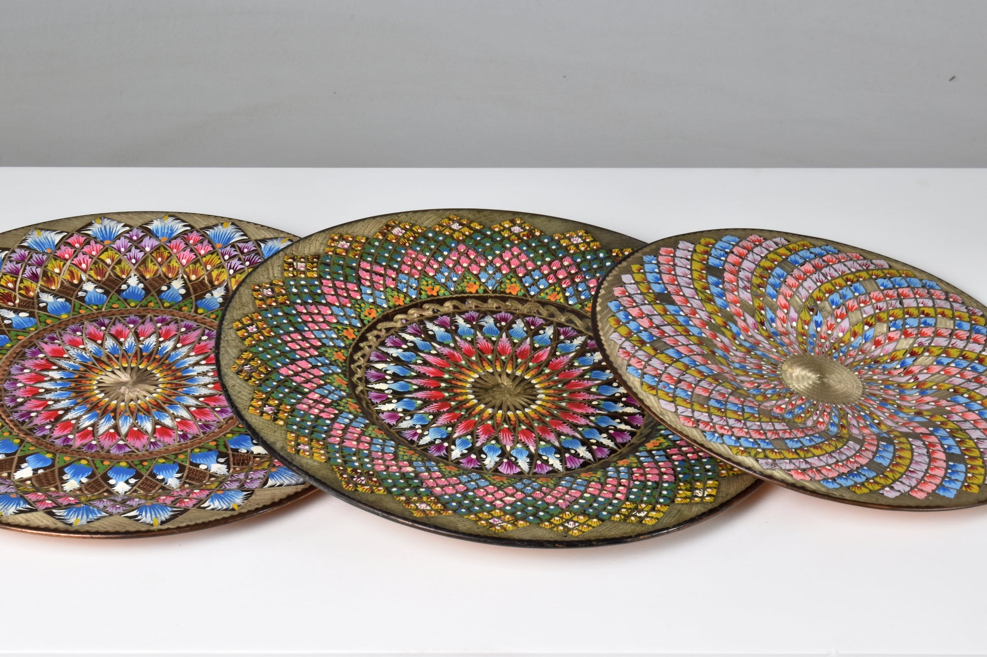 1980's Enameled Cloisonne Brass Decorative Dish Bowls - Spirit Gallery 