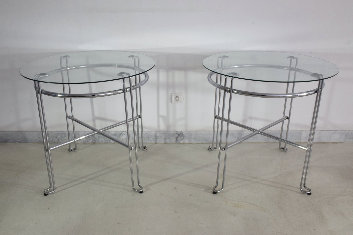 French Vintage Chrome Steel Side Tables, France, 1970's - Spirit Gallery 