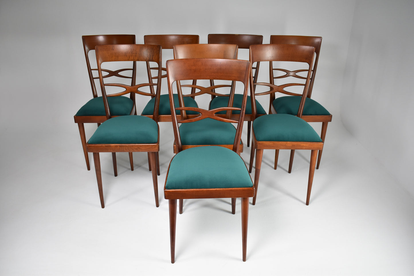 1970's Consorzio Sedie Friuli Restored Dining Chairs, Set of 8 - Spirit Gallery 