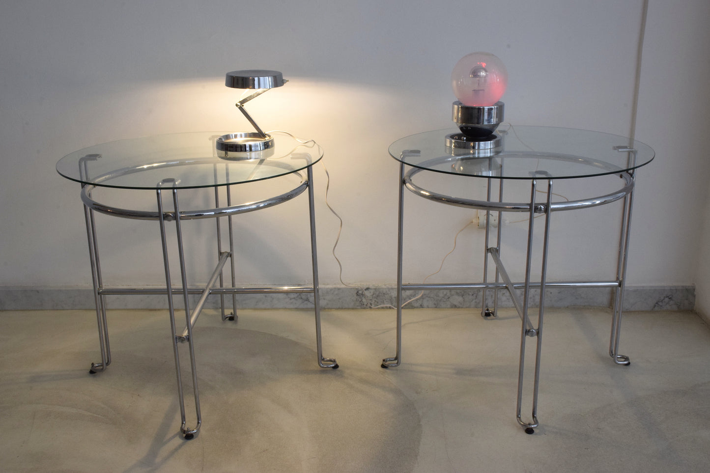 French Vintage Chrome Steel Side Tables, France, 1970's - Spirit Gallery 