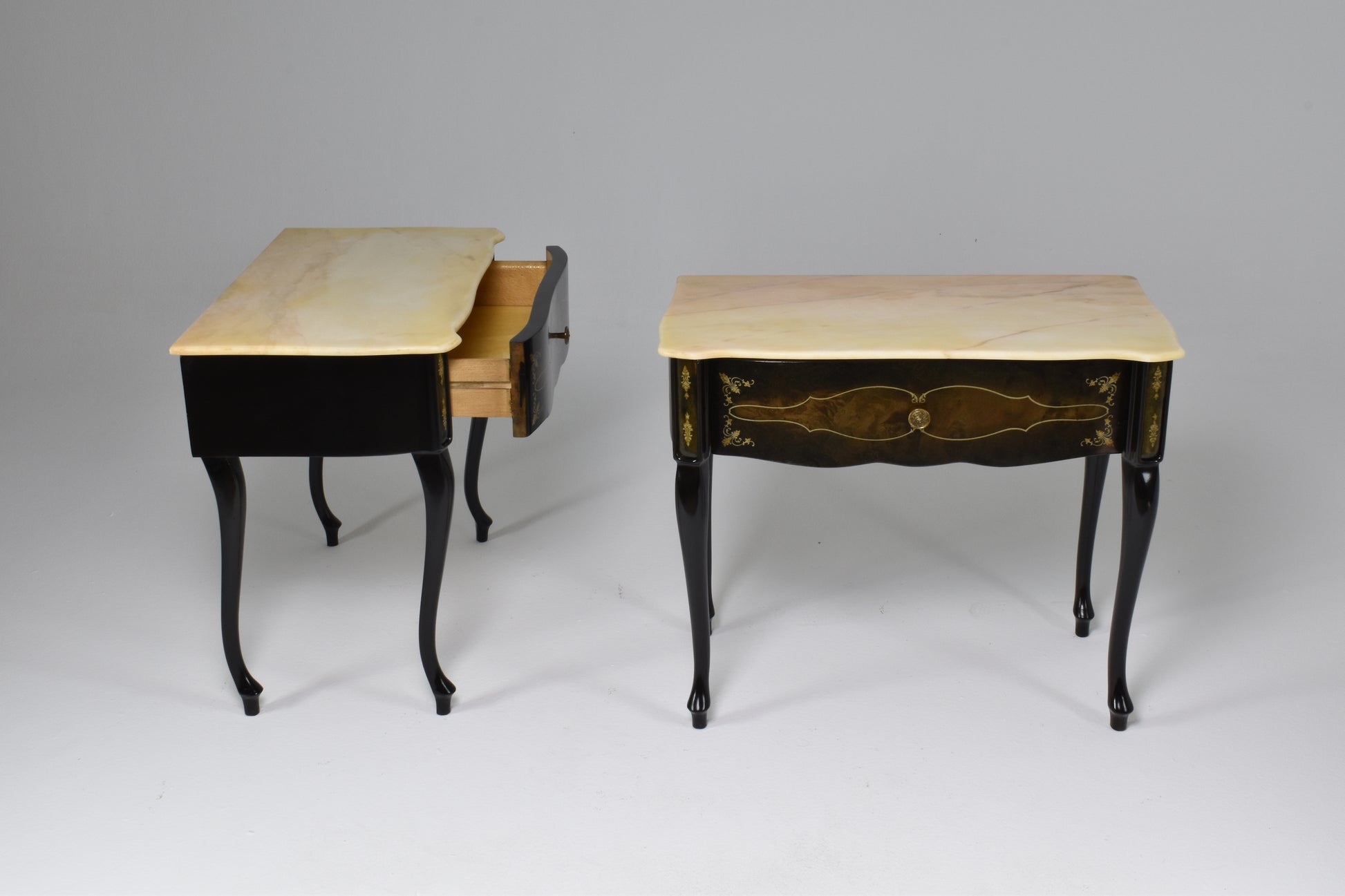 Pair of Italian Mid-Century Modern Marble Nightstands - Spirit Gallery 