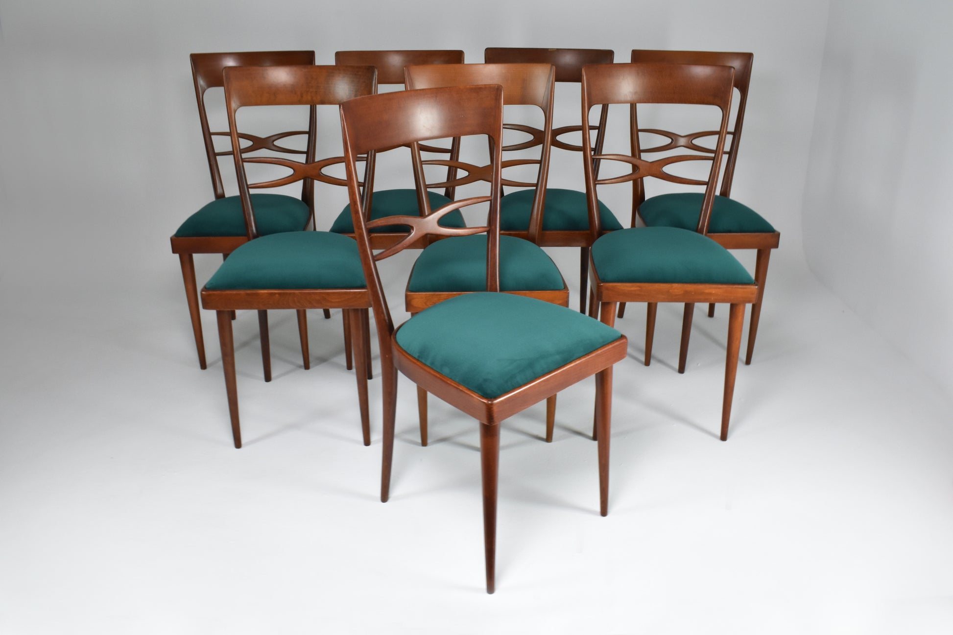 1970's Consorzio Sedie Friuli Restored Dining Chairs, Set of 8 - Spirit Gallery 