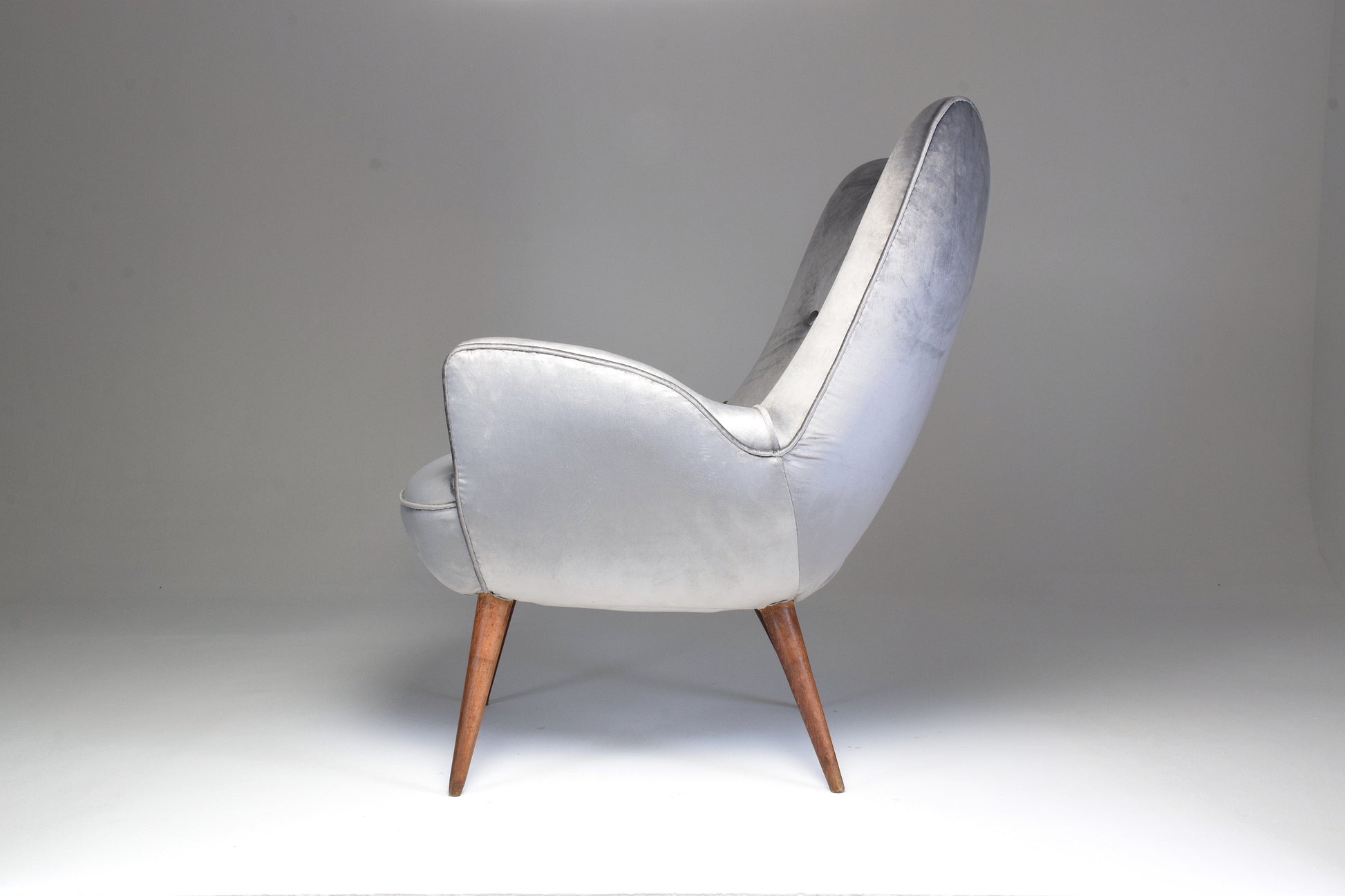 1940s Midcentury Franco Buzzi Grey Velvet Armchair - Spirit Gallery 