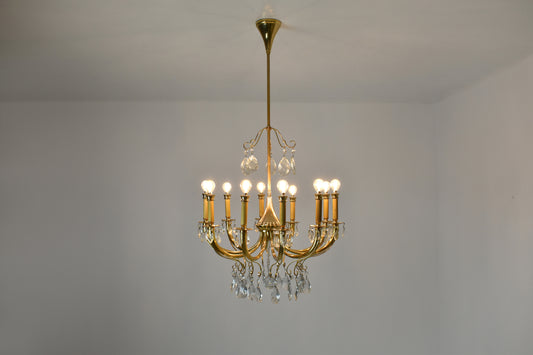 1950's Italian Crystal Chandelier by Oscar Tolasco for Lumi Milano - Spirit Gallery 