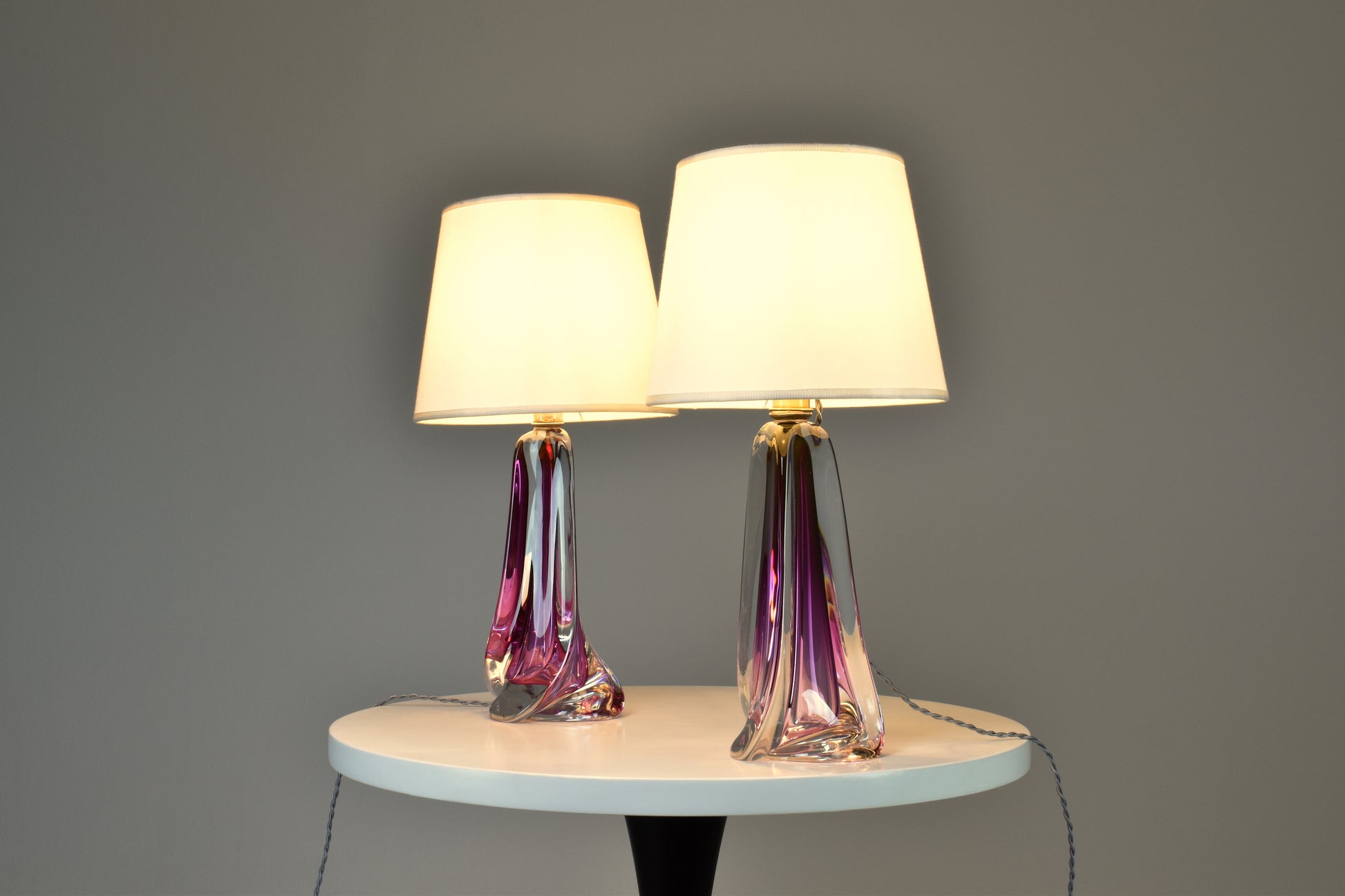 1960's Val Saint Lambert Crystal Table Lamps - Spirit Gallery 