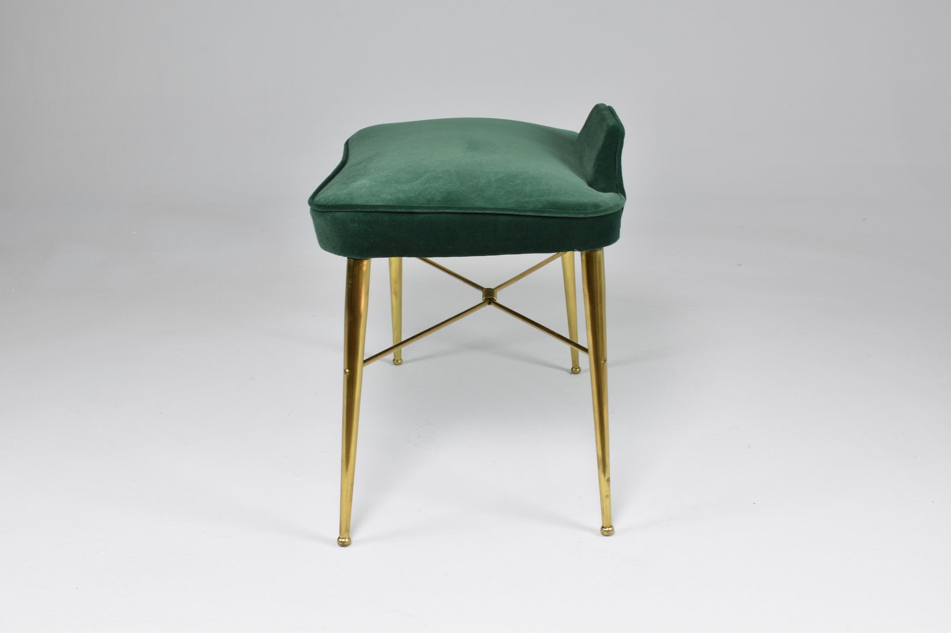 1950's Italian Velvet and Brass Stool - Spirit Gallery 