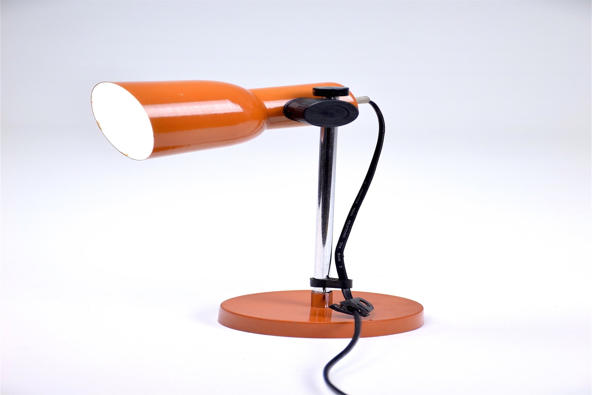 Adjustable Desk Lamp in Red Enameled Steel and Chrome, 1970's - Spirit Gallery 