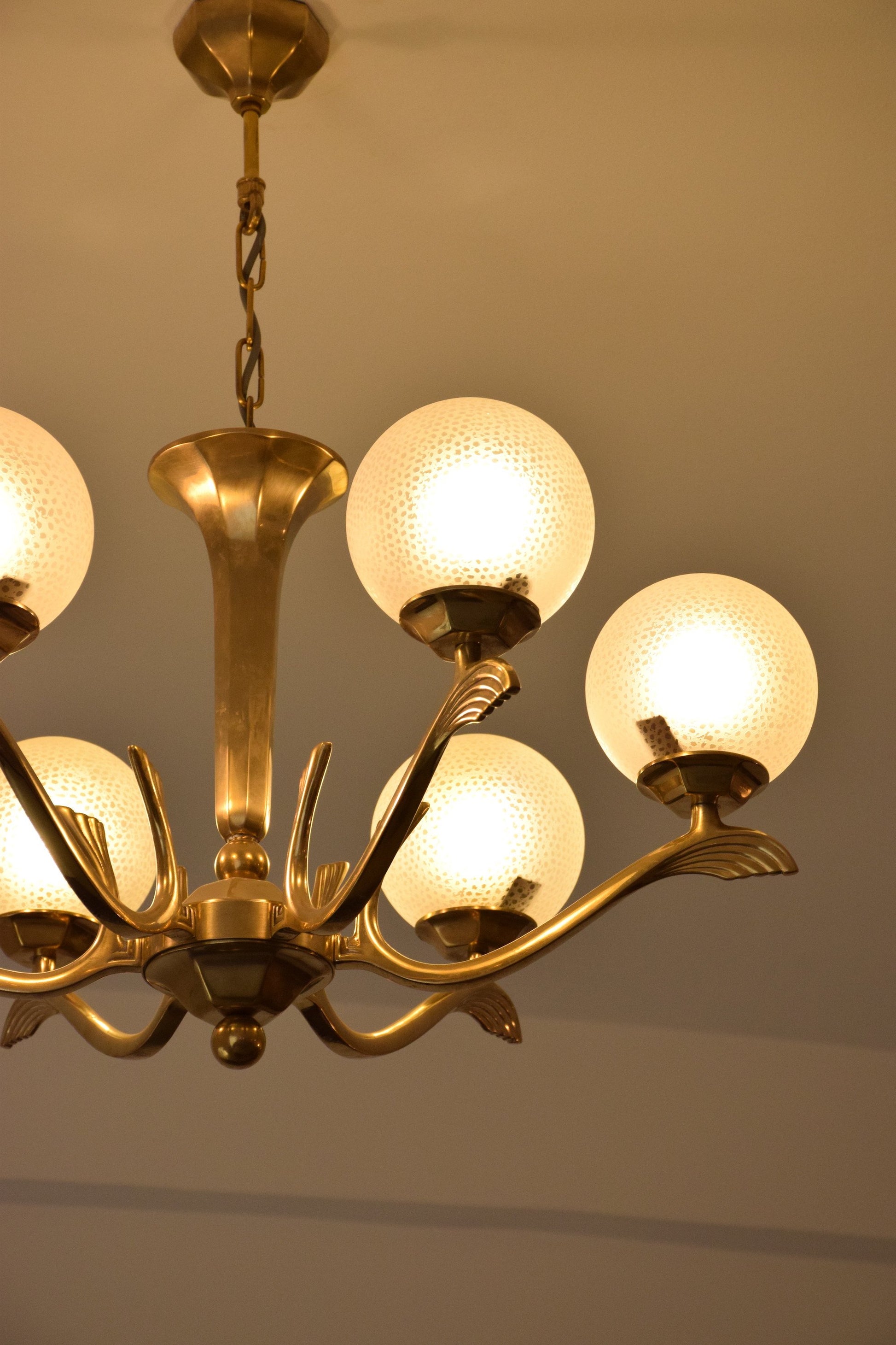 Art Deco Brass Chandelier, France, 1930's - Spirit Gallery 