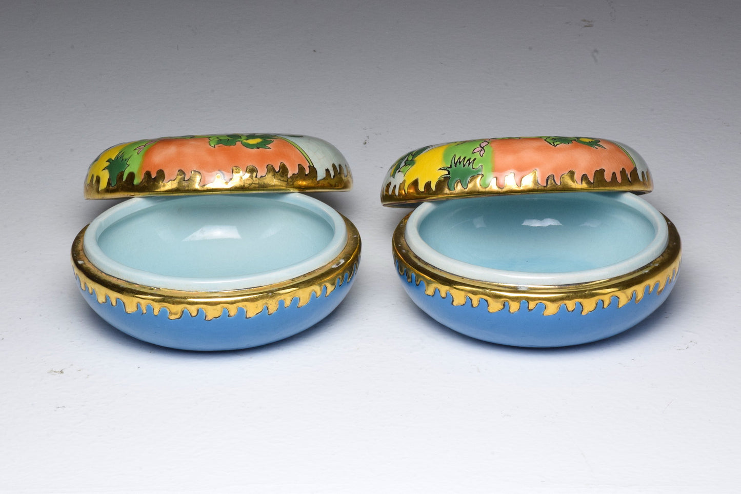 Pair of 20th Century French Trinket or Jewelery Longwy Boxes - Spirit Gallery 