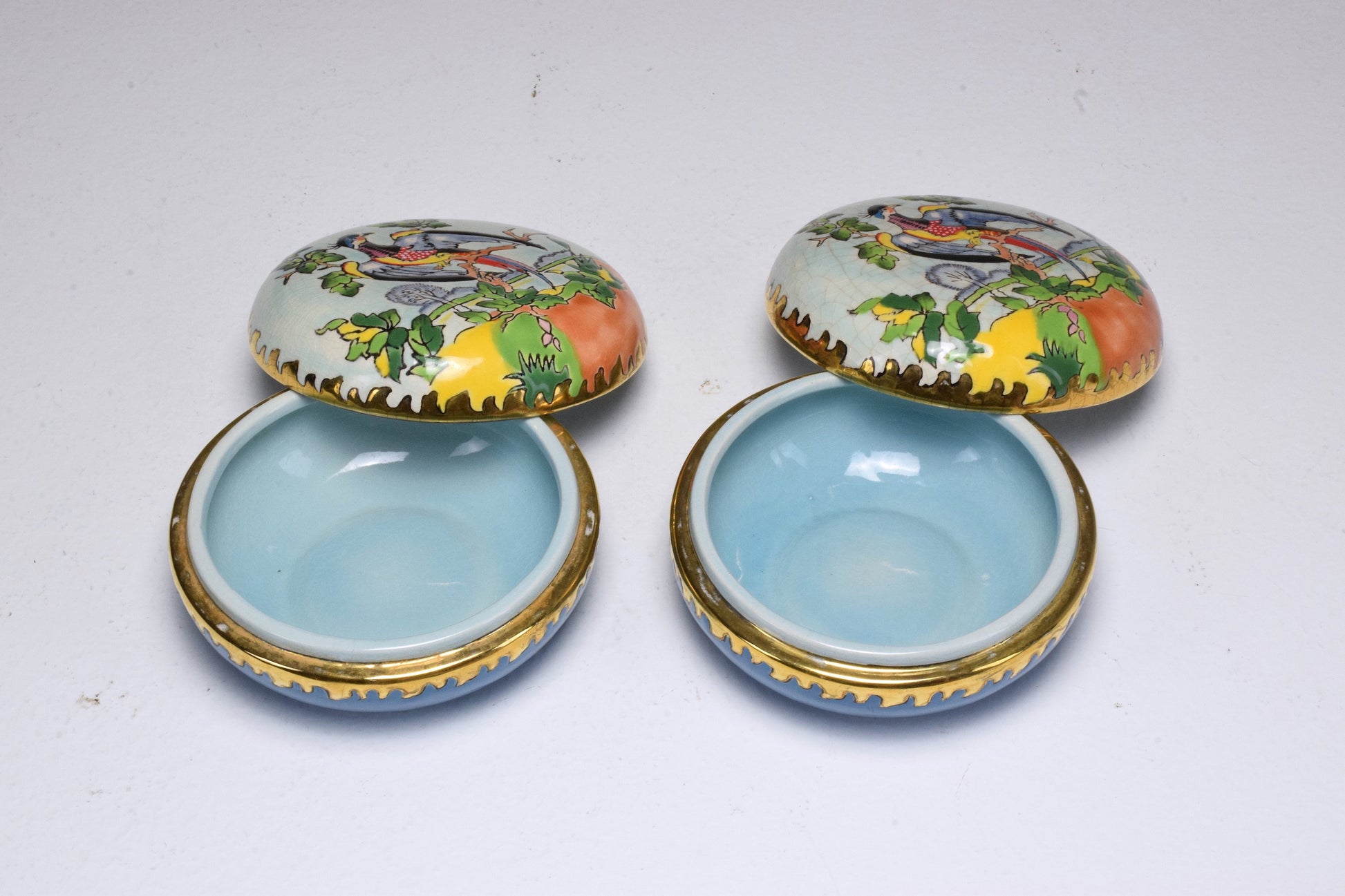 Pair of 20th Century French Trinket or Jewelery Longwy Boxes - Spirit Gallery 